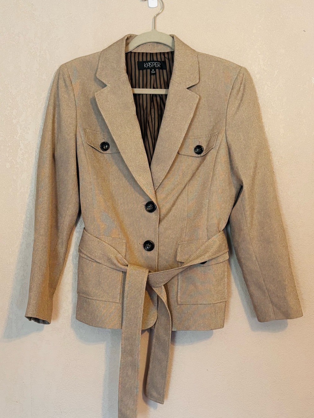 Tan Belted Blazer Jacket